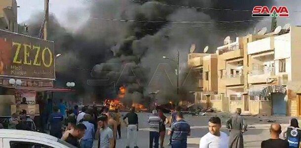 انفجار خودروی بمب گذاری شده مقابل زندان شامل عناصر داعش در حسکه سوریه